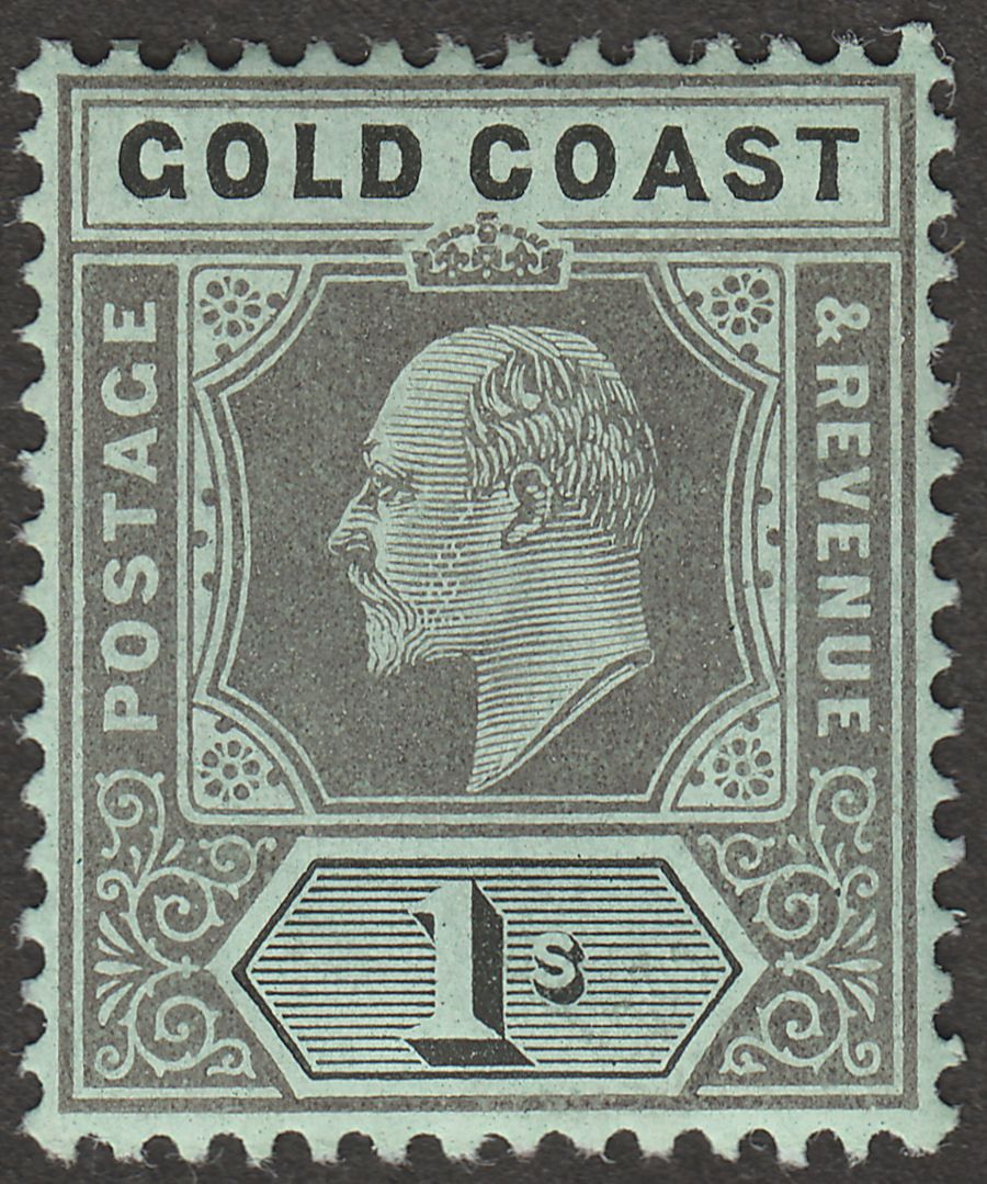 Gold Coast 1909 KEVII 1sh Black on Green Mint SG65