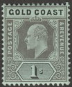 Click for more photos and details Gold Coast 1909 KEVII 1sh Black on Green Mint SG65