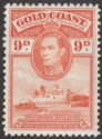 Click for more photos and details Gold Coast 1938 KGVI Christiansborg 9d perf 12 Mint SG127