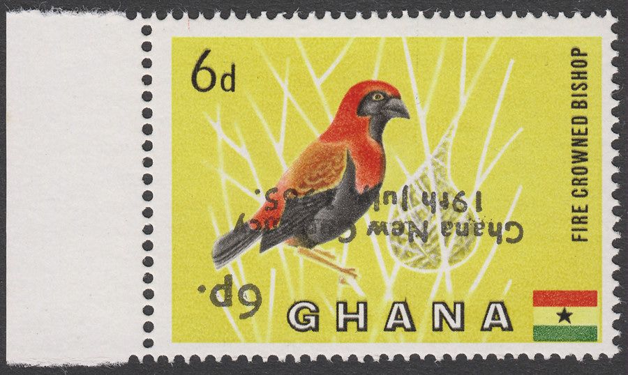 Ghana 1965 New Currency 6p on 6d Surcharge Inverted Mint SG385a