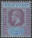 Gold Coast 1923 KGV 2sh Purple and Blue on Blue Mint SG96