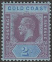 Click for more photos and details Gold Coast 1923 KGV 2sh Purple and Blue on Blue Mint SG96