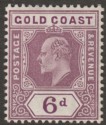 Click for more photos and details Gold Coast 1908 KEVII 6d Dull Purple and Deep Purple Mint SG64