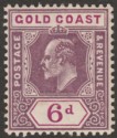 Gold Coast 1911 KEVII 6d Dull Purple and Bright Purple Mint SG64a