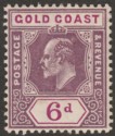 Click for more photos and details Gold Coast 1911 KEVII 6d Dull Purple and Bright Purple Mint SG64a
