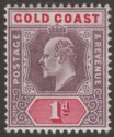 Gold Coast 1904 KEVII 1d Dull Purple and Carmine Mint SG50