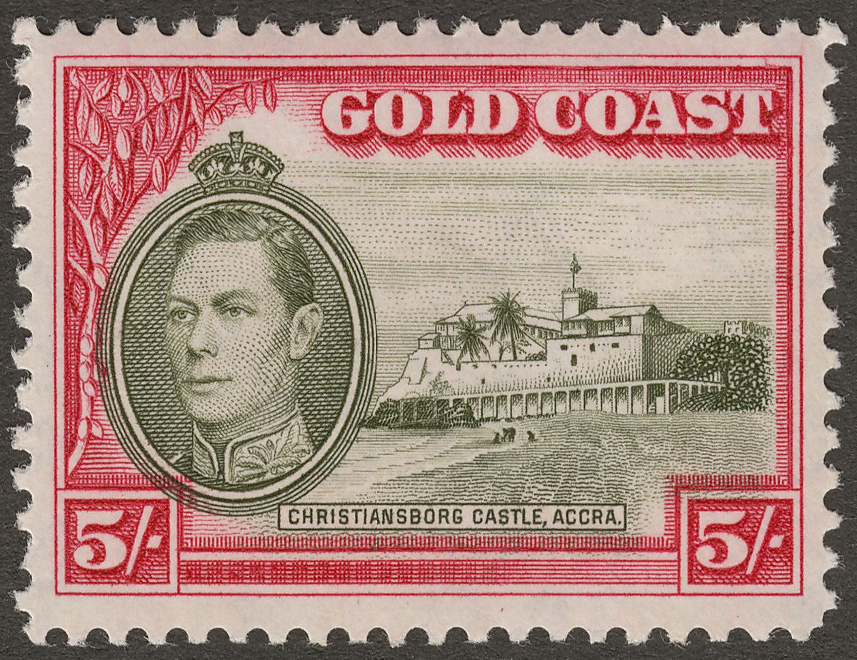 Gold Coast 1938 KGVI Christiansborg 5sh perf 12 Mint SG131