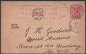 Click for more photos and details Gold Coast 1903 QV 1d Red Postal Stationery Postcard Used Kpong to USA