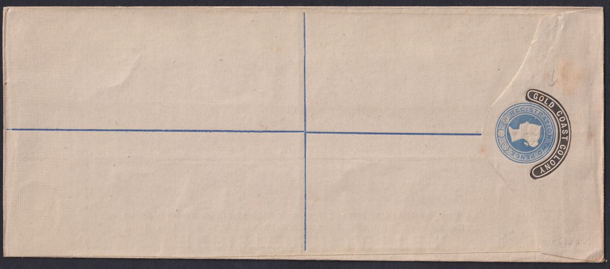 Gold Coast 1888 QV 2d Registered Postal Stat Cover Unused (Hooded Opt) Size J