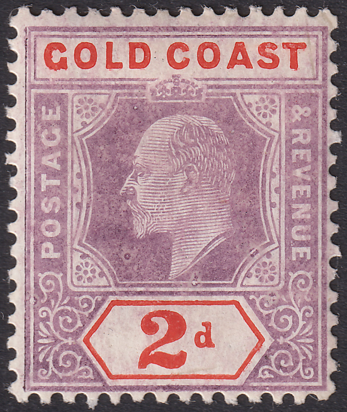 Gold Coast 1906 KEVII 2d Dull Purple and Orange-Red Chalky Mint SG51a cat £40