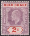 Click for more photos and details Gold Coast 1906 KEVII 2d Dull Purple and Orange-Red Chalky Mint SG51a cat £40