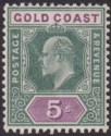 Click for more photos and details Gold Coast 1902 KEVII 5sh Green and Mauve Mint SG46 cat £80