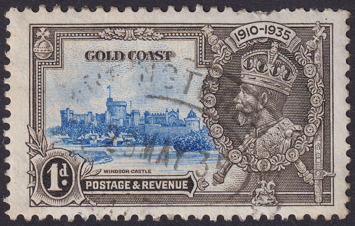 Gold Coast 1935 KGV Silver Jubilee 1d Variety Extra Flagstaff Used SG113a c£130