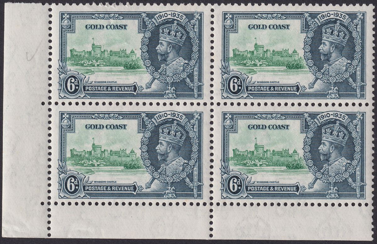 Gold Coast 1935 KGV Silver Jubilee 6d Variety Extra Flagstaff Mint SG115a c£250