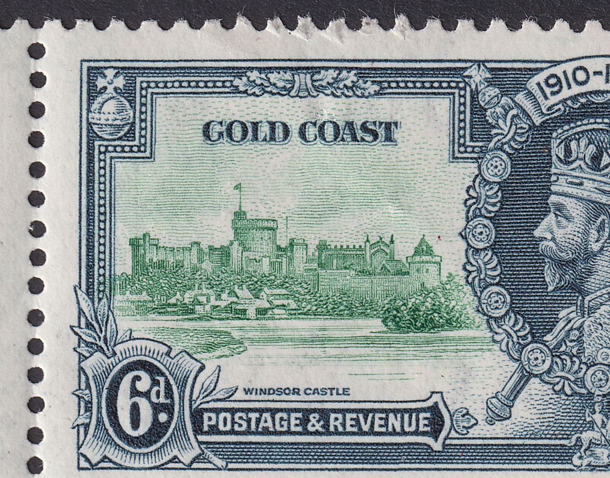 Gold Coast 1935 KGV Silver Jubilee 6d Variety Extra Flagstaff Mint SG115a c£250