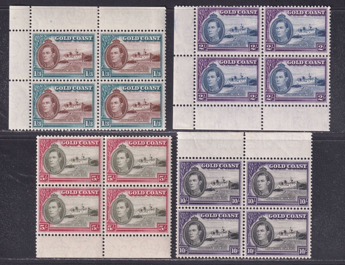 Gold Coast 1939-43 KGVI Christiansborg Castle Block Set Mint SG120a-132 cat £160