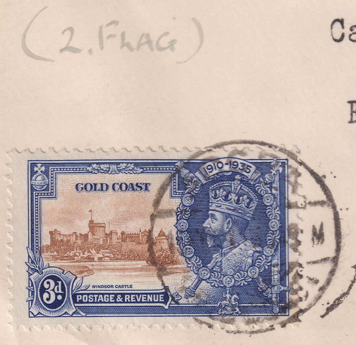 Gold Coast 1936 KGV Silver Jubilee Extra Flagstaff Cover Used inc SG115a c£750