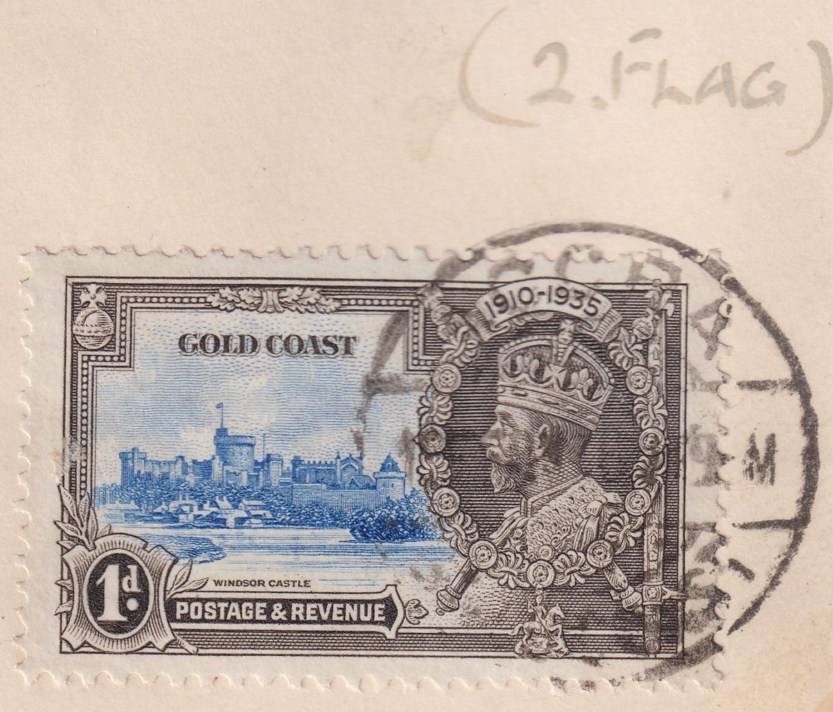 Gold Coast 1936 KGV Silver Jubilee Extra Flagstaff Cover Used inc SG115a c£750