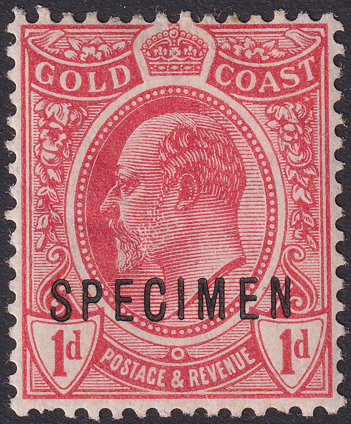 Gold Coast 1908 KEVII SPECIMEN Overprint 1d Red Mint SG70s cat £60