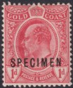 Gold Coast 1908 KEVII SPECIMEN Overprint 1d Red Mint SG70s cat £60