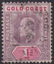 Gold Coast 1902 KEVII 1d Dull Purple + Carmine wmk Inverted Used SG39w cat £170