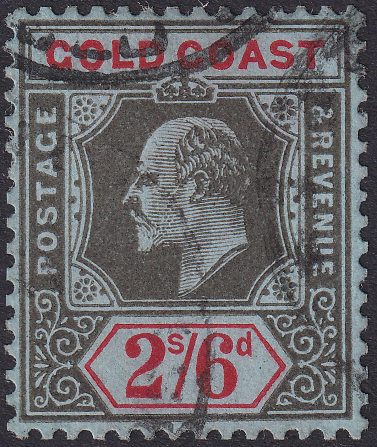 Gold Coast 1911 KEVII 2sh6d Black and Red on Blue Used SG67 cat £130