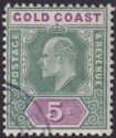 Click for more photos and details Gold Coast 1902 KEVII 5sh Green and Mauve Used* SG46 bogus postmark