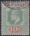 Click for more photos and details Gold Coast 1902 KEVII 10sh Green and Brown Used* SG47 bogus postmark
