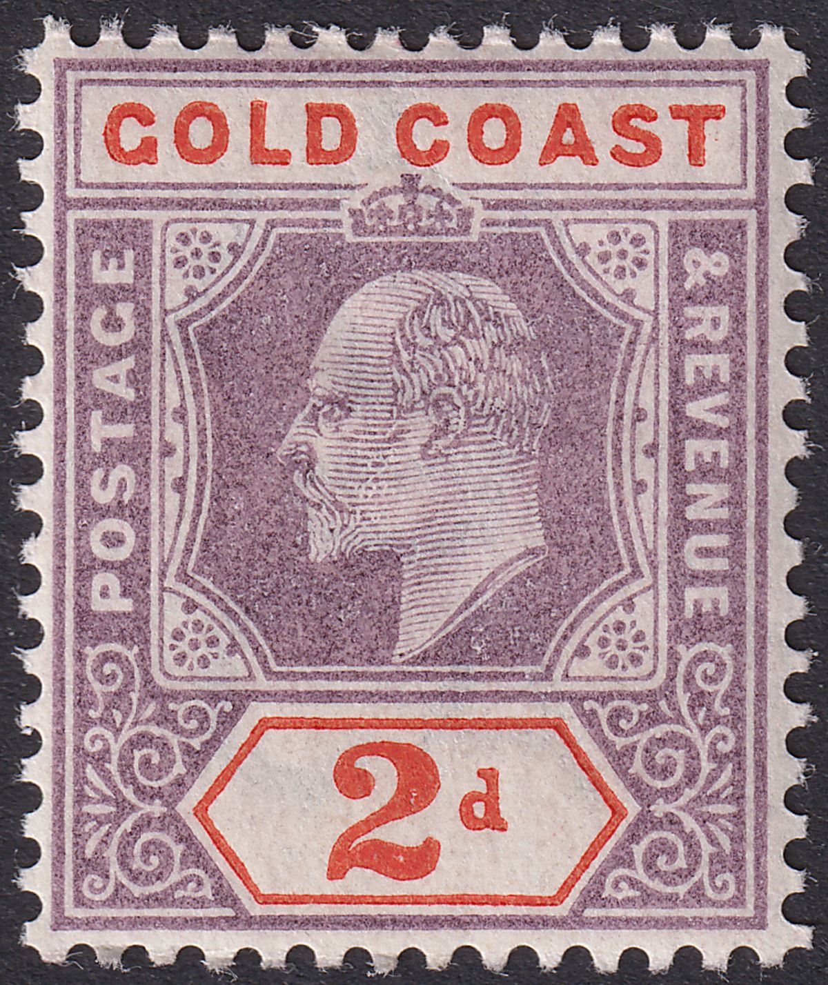 Gold Coast 1902 KEVII 2d Dull Purple and Orange-Red Mint SG40 cat £50