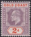 Gold Coast 1902 KEVII 2d Dull Purple and Orange-Red Mint SG40 cat £50