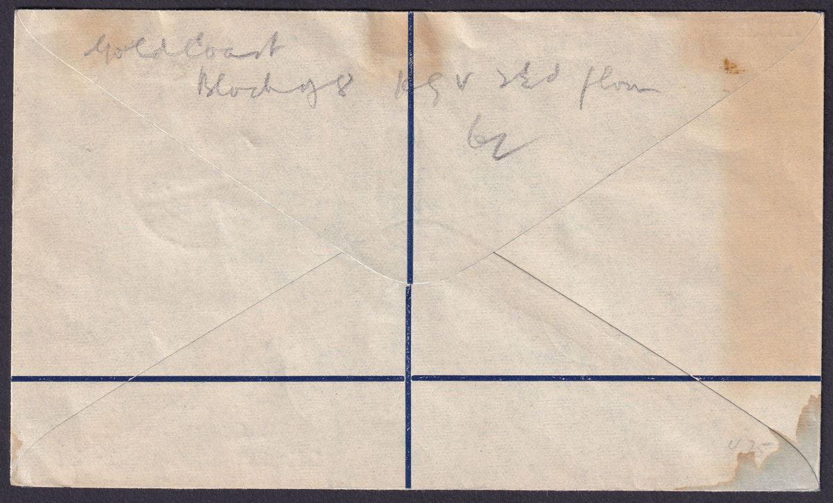 Gold Coast 1938 KGV 2½d x8 Used Registered Airmail Cover Accra to Liverpool, UK