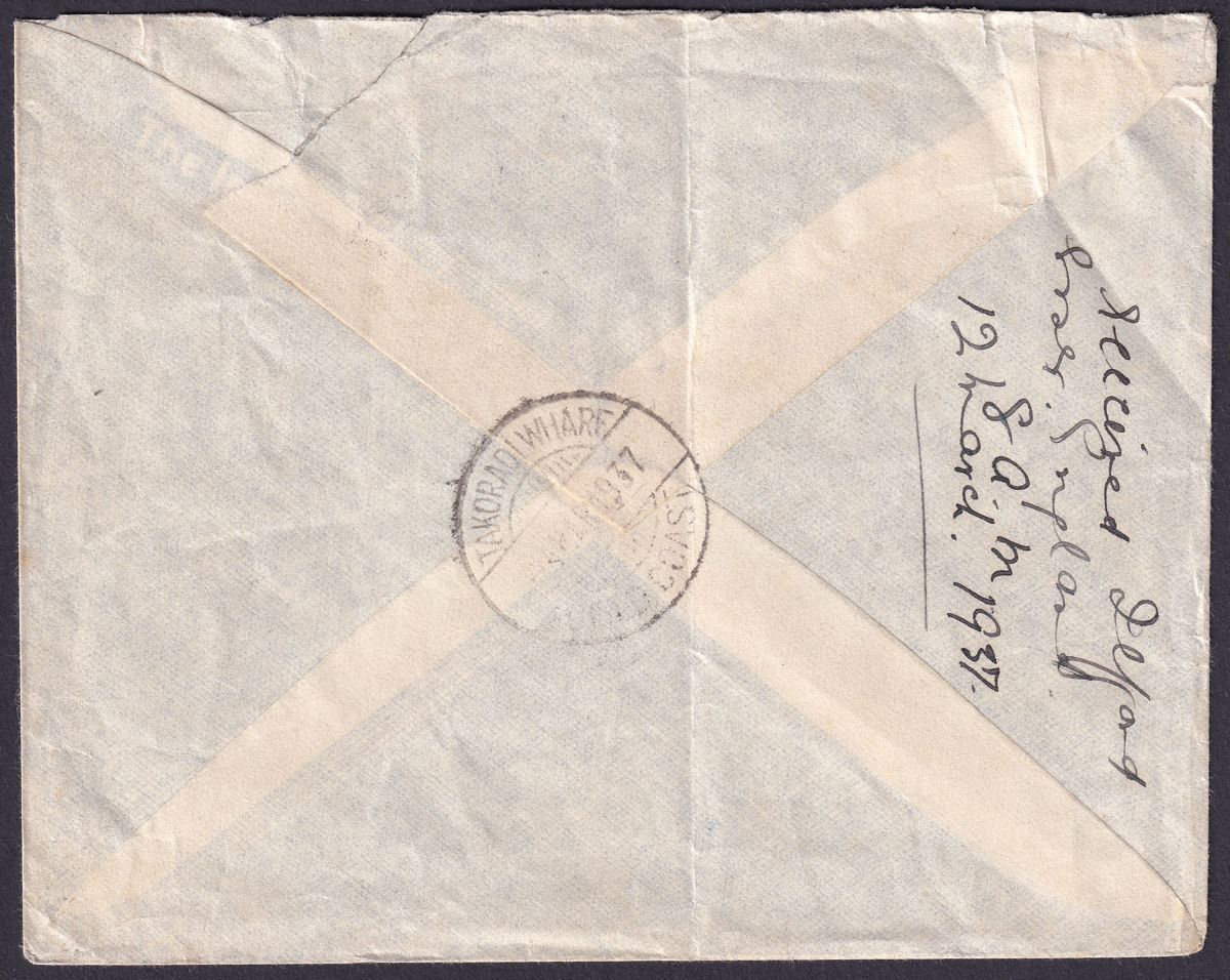 Gold Coast 1937 KGV 6d x3 Used on First Flight Cover TAKORADI WHARF to UK