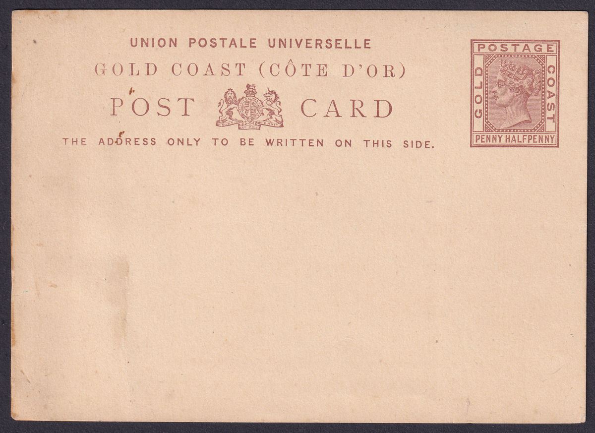 Gold Coast 1879 QV 1½d Brown on Cream Postal Stationery Postcard Unused