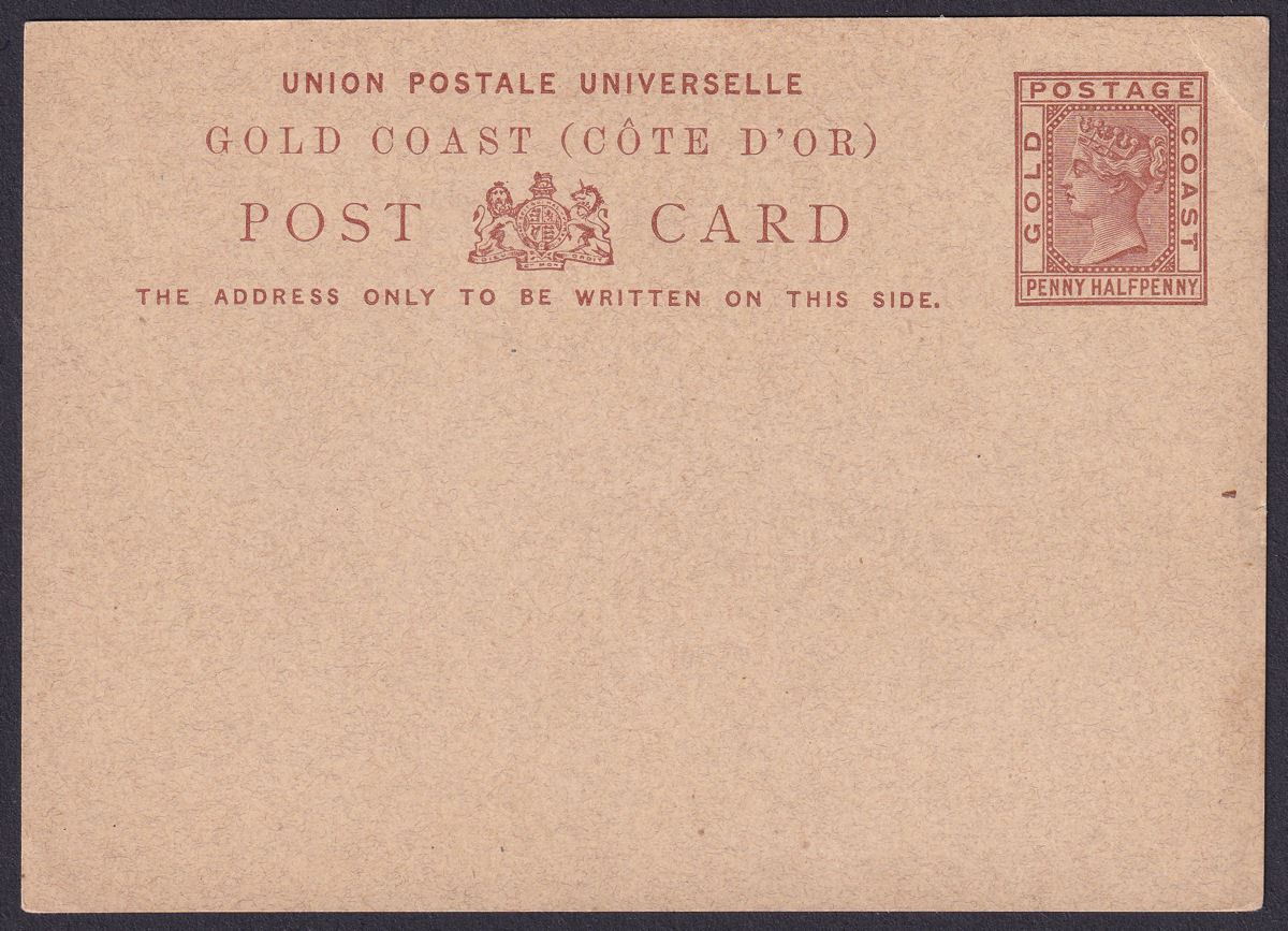 Gold Coast 1879 QV 1½d Brown on Buff Postal Stationery Postcard Unused