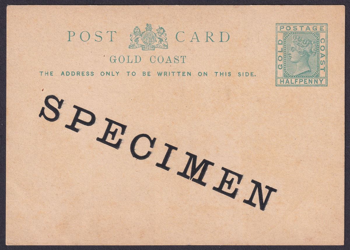 Gold Coast 1889 QV SPECIMEN Overprint ½d Postal Stationery Postcard Unused