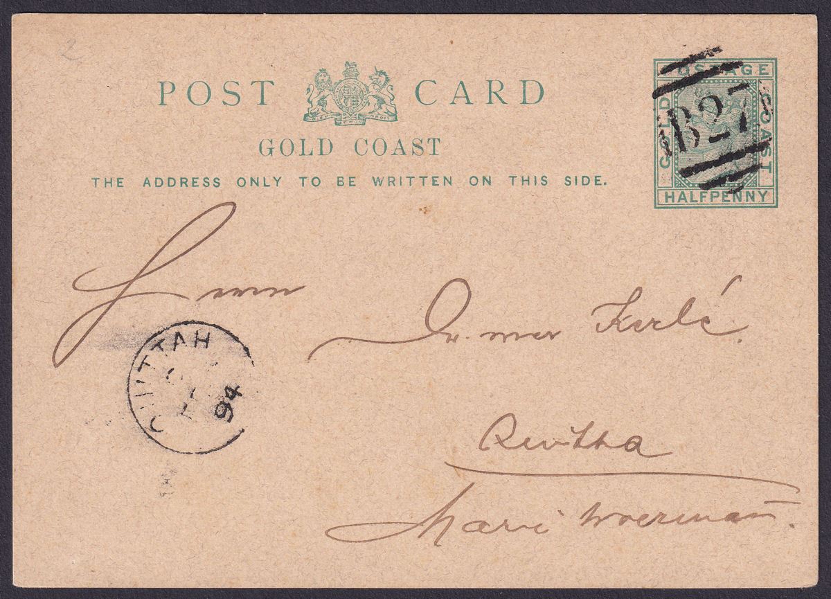 Gold Coast 1894 QV ½d Postal Stationery Postcard Used with QUITTAH Postmark