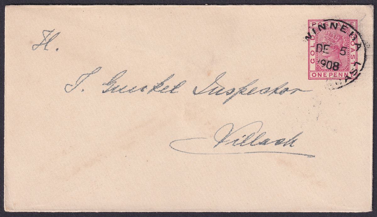 Gold Coast 1908 QV 1d Red Postal Stationery Cover Used WINNEBA to Austria