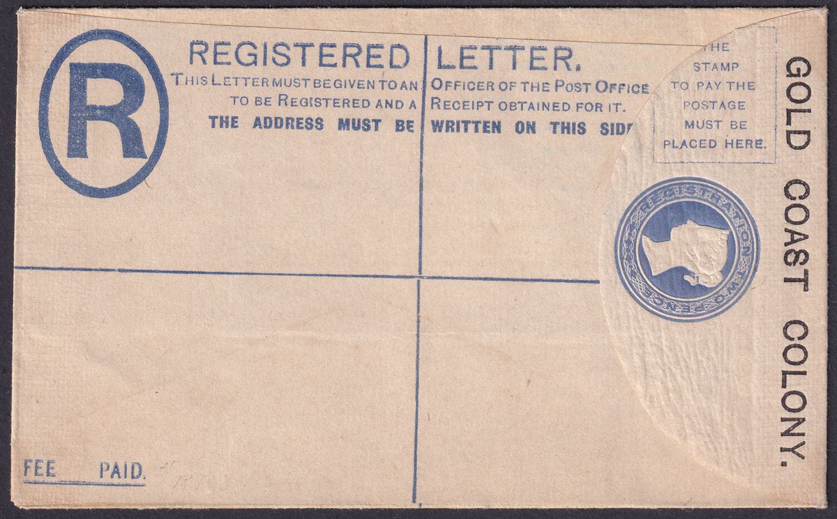 Gold Coast 1894 QV 2d Registered Postal Stationery Cover Unused Size F