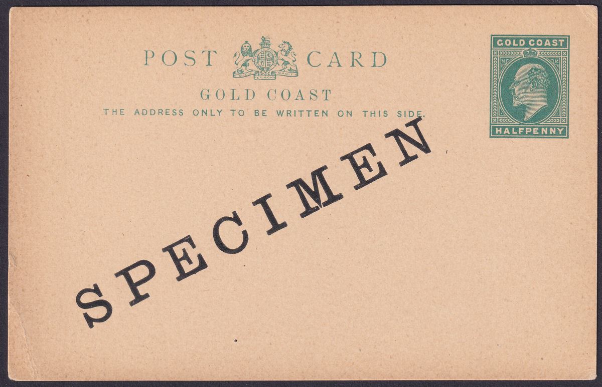 Gold Coast 1903 KEVII SPECIMEN Overprint ½d Postal Stationery Postcard Unused