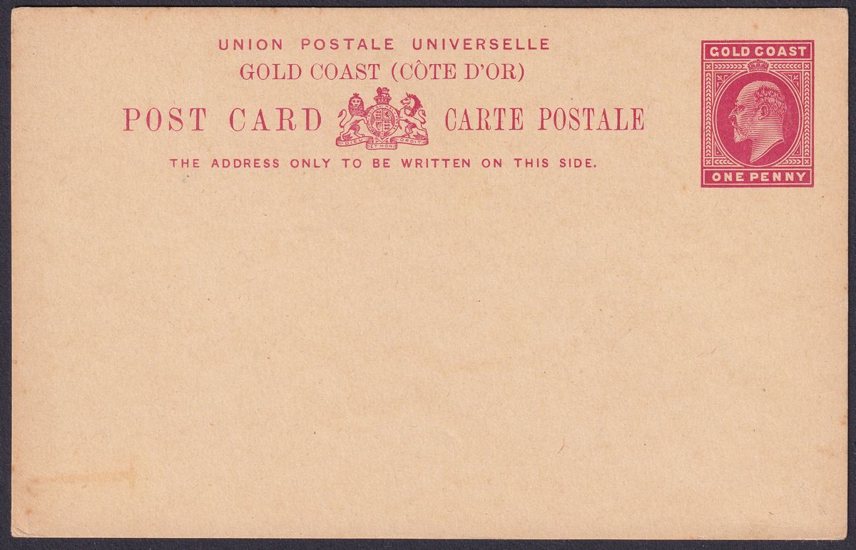 Gold Coast 1903 KEVII 1d Red on Cream Postal Stationery Postcard Unused
