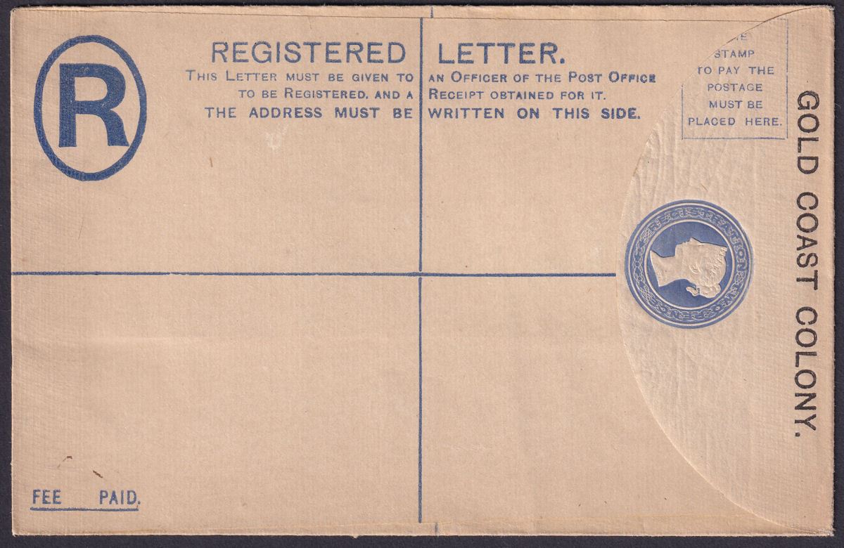 Gold Coast 1894 QV 2d Registered Postal Stationery Cover Unused Size G