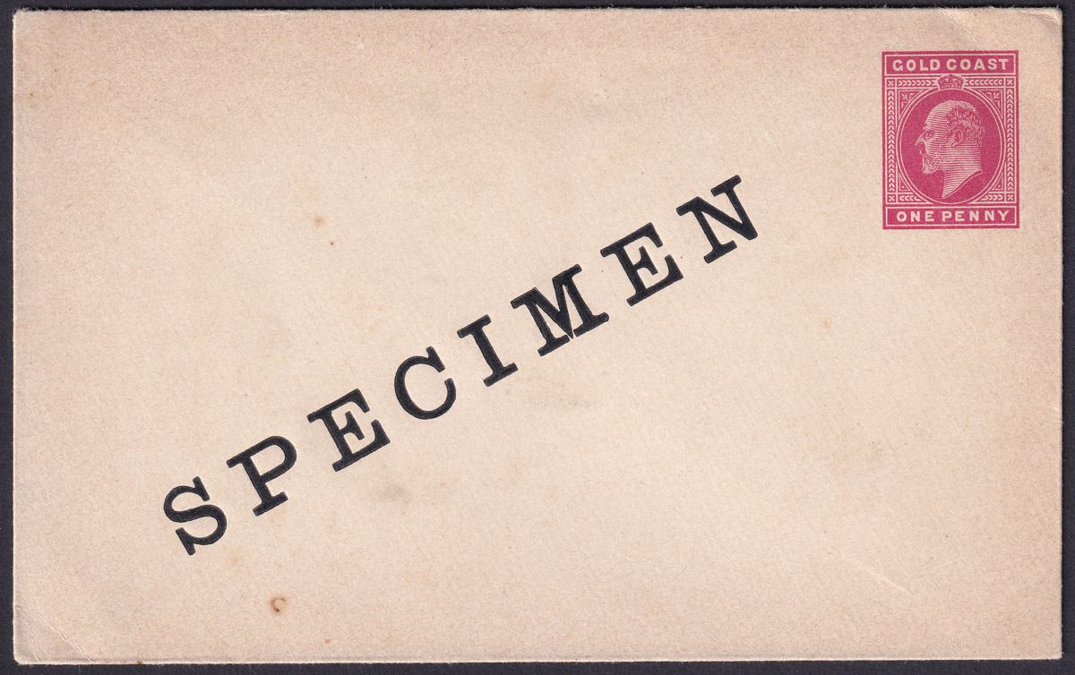 Gold Coast 1904 KEVII SPECIMEN Overprint 1d Red Postal Stationery Cover Unused