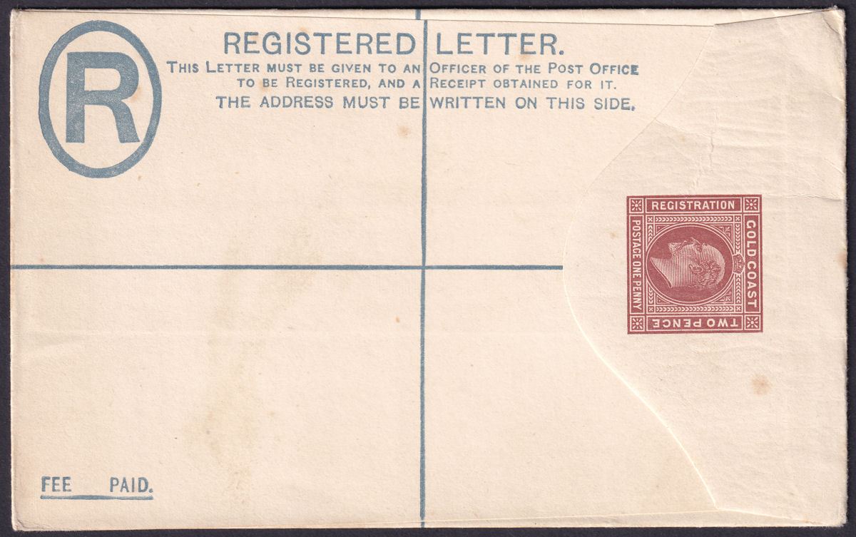 Gold Coast 1904 KEVII 3d Registered Postal Stationery Cover Unused Size G