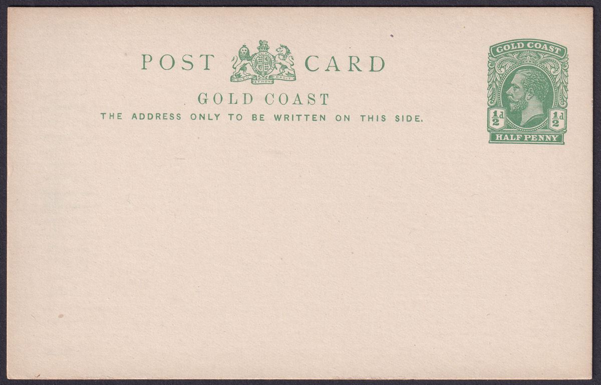 Gold Coast KGV ½d Green Postal Stationery Postcard Unused