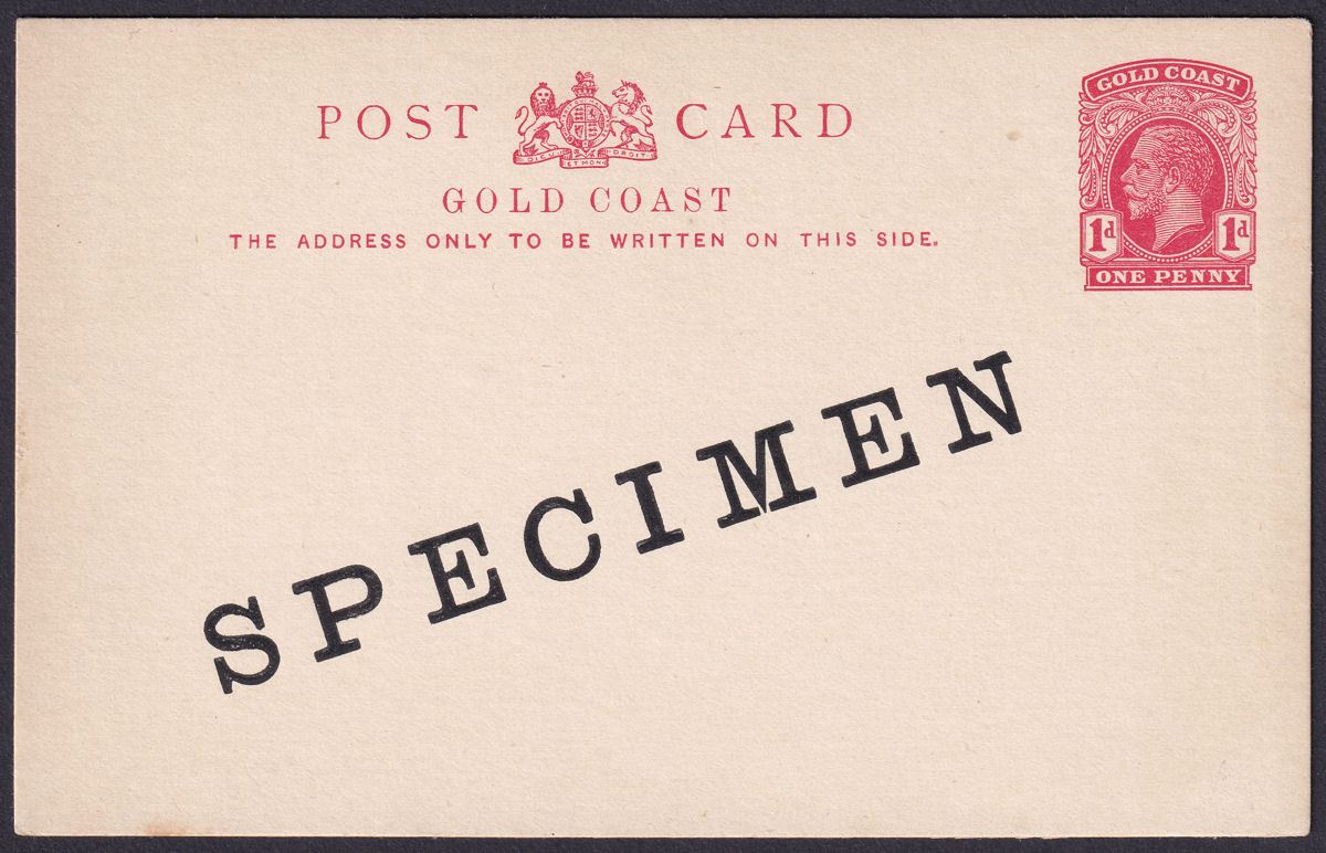 Gold Coast KGV SPECIMEN Overprint 1d Red Postal Stationery Postcard Unused