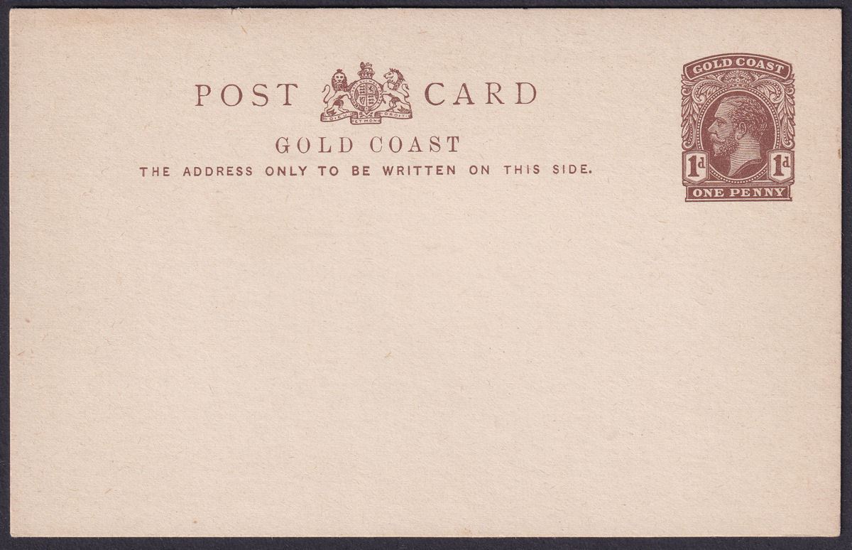 Gold Coast KGV 1d Brown Postal Stationery Postcard Unused