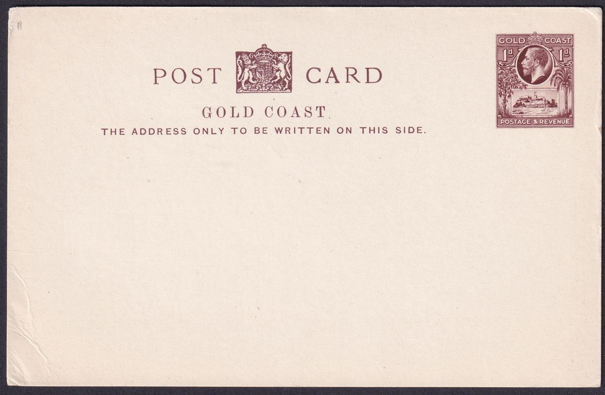 Gold Coast 1928 KGV 1d Red-Brown Postal Stationery Postcard Unused