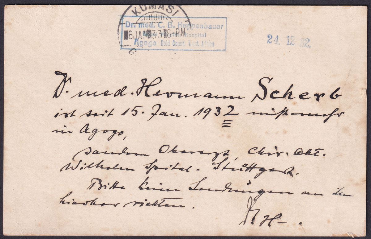 Gold Coast 1933 KGV ½d Uprating 1d Post Stat Postcard Used KONONGO to Germany