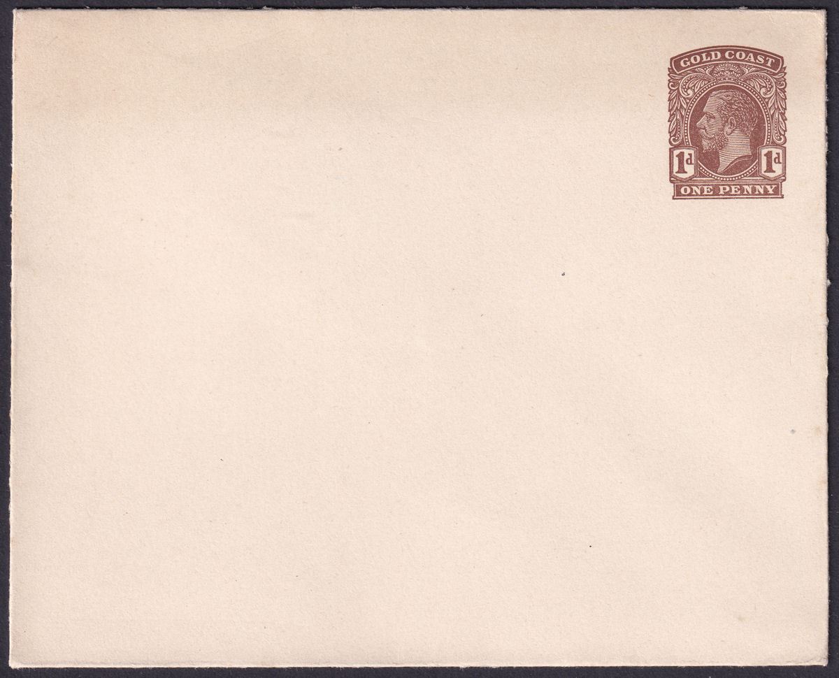 Gold Coast KGV 1d Brown Postal Stationery Cover Unused