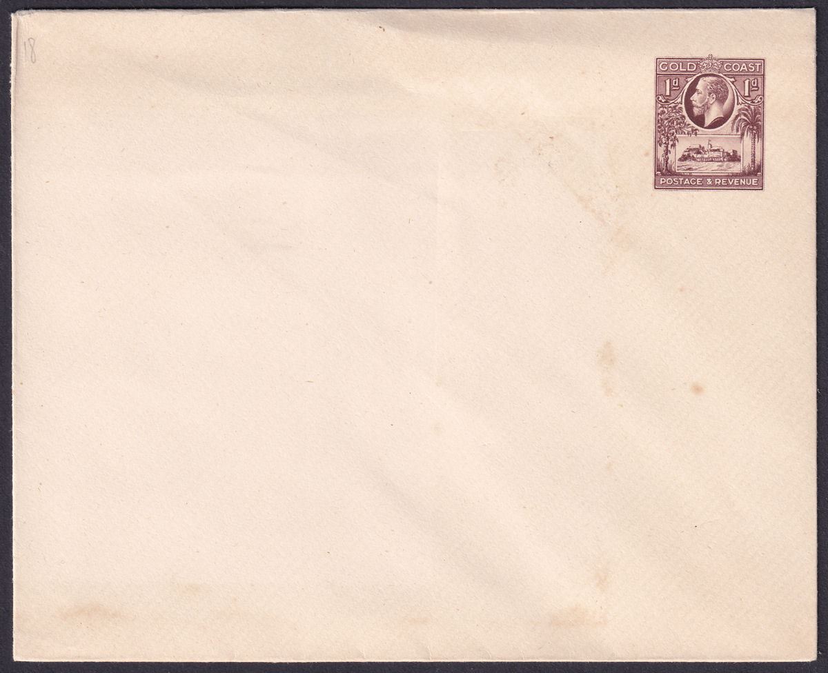 Gold Coast 1928 KGV 1d Red-Brown Postal Stationery Cover Unused